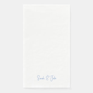 Moderne Schrift Blaue Text Weiße Hochzeit Serviette