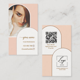 Moderne Schrift Bögen rosa Foto QR-Code-Logo Visitenkarte