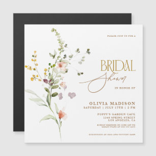 Moderne Schrift Boho Blumen Garten Brautparty Magneteinladung
