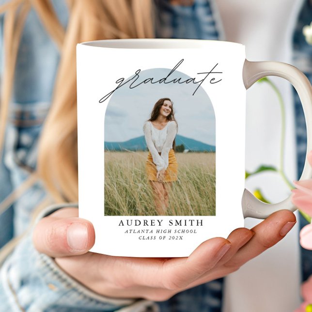 Moderne Schrift Boho Bogen 2 Foto-Abschlussgeschen Kaffeetasse (Von Creator hochgeladen)