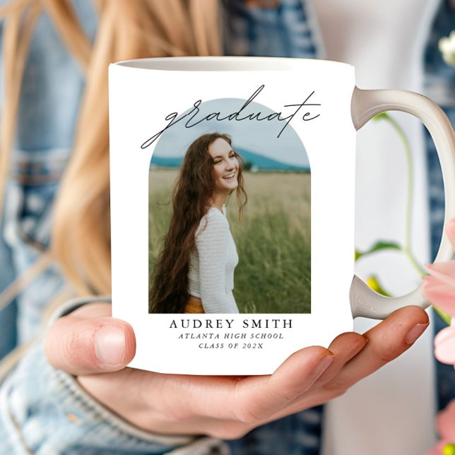 Moderne Schrift Boho-Bogen-Foto-Abschlussgeschenke Kaffeetasse (Von Creator hochgeladen)