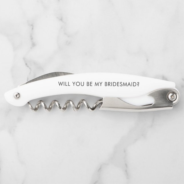 Moderne Schrift Brautjungfer Vorschlag Geschenk Br Kellnermesser (Rückseite)