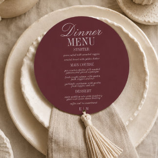 Moderne Schrift Burgund Formale Hochzeit Menükarte