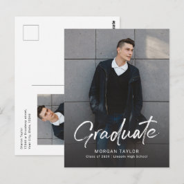 Moderne Schrift Casual Foto-Abschlussankündigung Postkarte