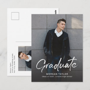 Moderne Schrift Casual Foto-Abschlussankündigung Postkarte