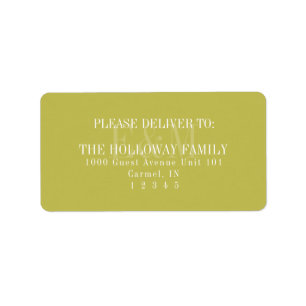 Moderne Schrift Chartreuse Citrus Monogramm Hochze Adressaufkleber