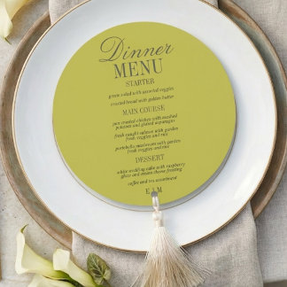 Moderne Schrift Chartreuse Formale Hochzeit Menükarte