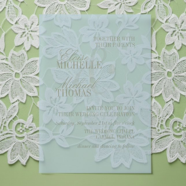 Moderne Schrift Citrus Blau Formale Hochzeit (Modern Script Citrus Blue Formal Wedding Vellum Invitations)