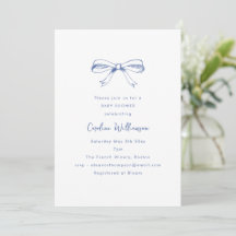 Moderne Schrift Coquette Schleife Blaue Babyparty