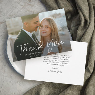 Moderne Schrift Einfache Foto-Hochzeit Danke Einladung