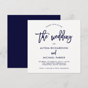 Moderne Schrift   Einladung zur Hochzeit von Navy 