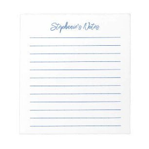 Moderne Schrift Elegantes Blau Liniiertes Personal Notizblock