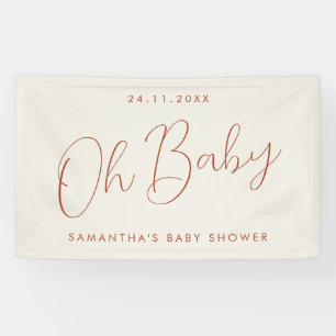 Moderne Schrift Elfenbein Oh Baby Shower Banner