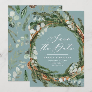 Moderne Schrift Eukalyptus elegante Hochzeit Save The Date