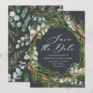 Moderne Schrift Eukalyptus elegante Hochzeit Save The Date