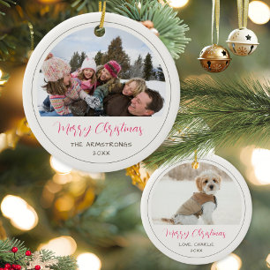 Moderne Schrift Familienfoto Weihnachten Keramik Ornament