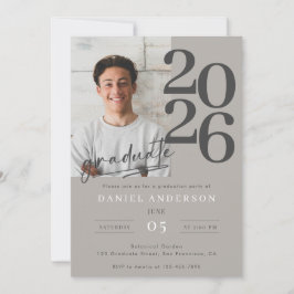 Moderne Schrift Foto Abschlussfeier 2026 Party Einladung