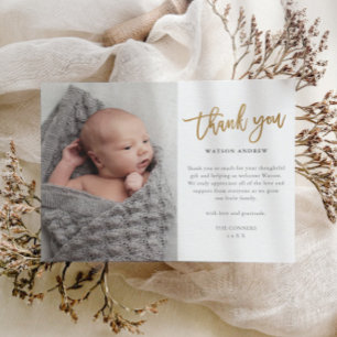 Moderne Schrift Foto Baby Danke Postkarte