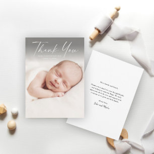 Moderne Schrift Foto Baby Dankeskarte