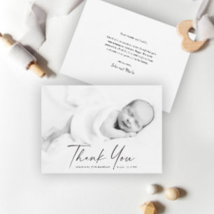 Moderne Schrift Foto Baby Dankeskarte
