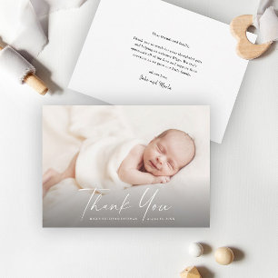 Moderne Schrift Foto Baby Dankeskarte
