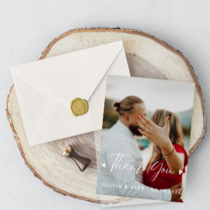 Moderne Schrift Foto Hochzeit Danke Postkarte