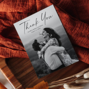 Moderne Schrift Foto Hochzeit Danke Postkarte