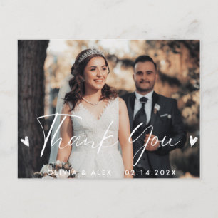 Moderne Schrift Foto Hochzeit Danke Postkarte