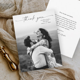 Moderne Schrift Foto-Hochzeit Dankeskarte