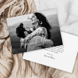 Moderne Schrift Foto-Hochzeit Dankeskarte