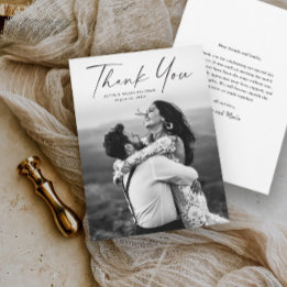 Moderne Schrift Foto-Hochzeit Dankeskarte