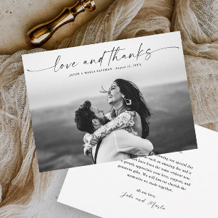 Moderne Schrift Foto Hochzeit Liebe und Dank Dankeskarte