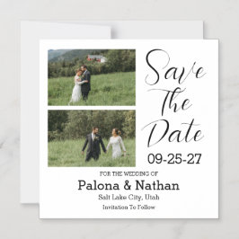 Moderne Schrift Foto Hochzeit Termin vormerken Magneteinladung