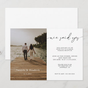 Moderne Schrift Foto-Hochzeitsempfang nur Einladung