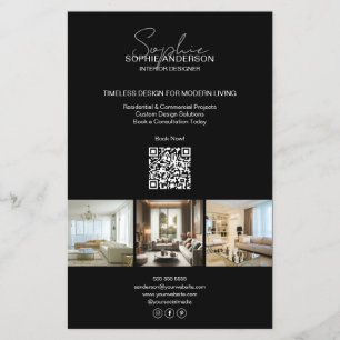 Moderne Schrift Foto QR Schwarz Professionell Gesc Flyer