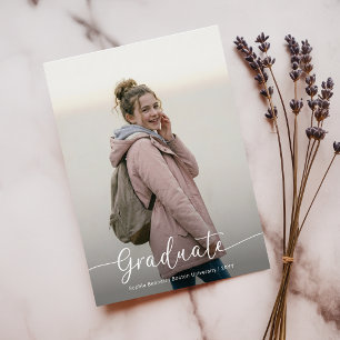 Moderne Schrift Foto Rosa Schleife Abschluss Danke Postkarte
