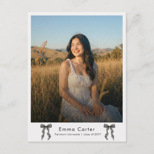 Moderne Schrift Foto Schwarze Schleife Abschluss D Postkarte