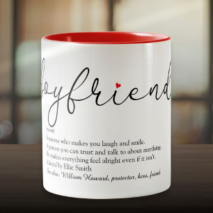 Moderne Schrift Freund Definition Liebe Herz Zweifarbige Tasse