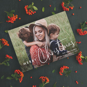Moderne Schrift Frohe Weihnachten Einfaches Foto