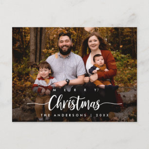 Moderne Schrift, frohe Weihnachten Familienferien  Postkarte