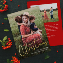 Moderne Schrift Frohe Weihnachten Foto Folien Feiertagskarte