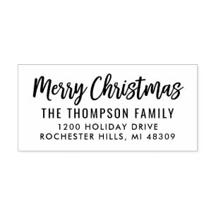 Moderne Schrift Frohe Weihnachten Rücksendeadresse Gummistempel