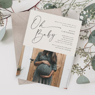 Moderne Schrift Genderneutrale Foto-Baby-Party Einladung
