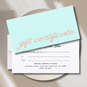 Moderne Schrift Geschenkgutschein Mint
