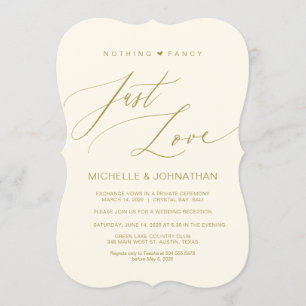 Moderne Schrift, Gold, Hochzeits-Elope-Rezeption Einladung