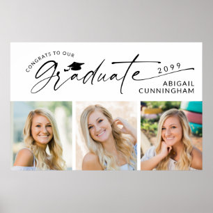 Moderne Schrift Graduiert 3 Fotos Abschlussfeier Poster