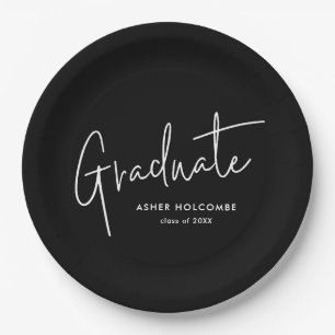Moderne Schrift Graduiert Einfache Abschlussfeier Pappteller