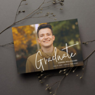 Moderne Schrift Graduiert Einfache Foto-Abschlussf Einladung