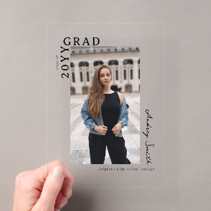 Moderne Schrift Graduierten Foto Abschlussfeier Acryleinladungen