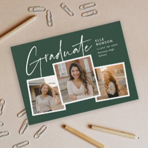 Moderne Schrift Graduierten Foto-Collage Abschluss Einladung